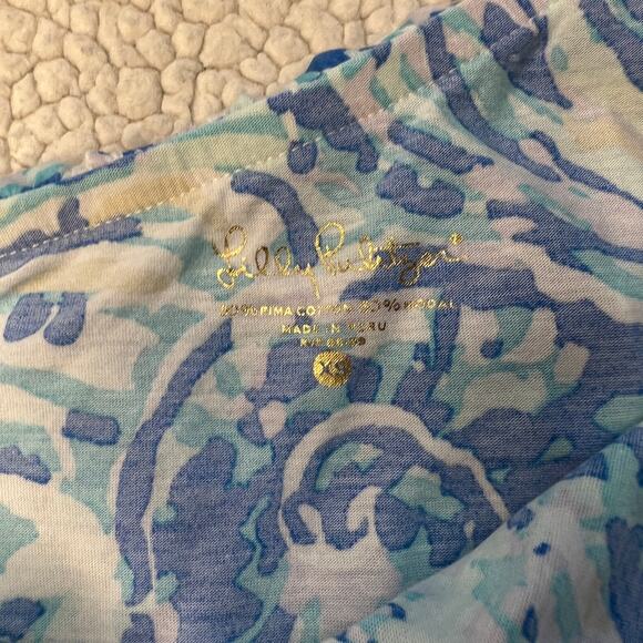 Lilly Pulitzer One Shoulder Blue White Ruffle Seashell Print Top XS - Picture 2 of 9